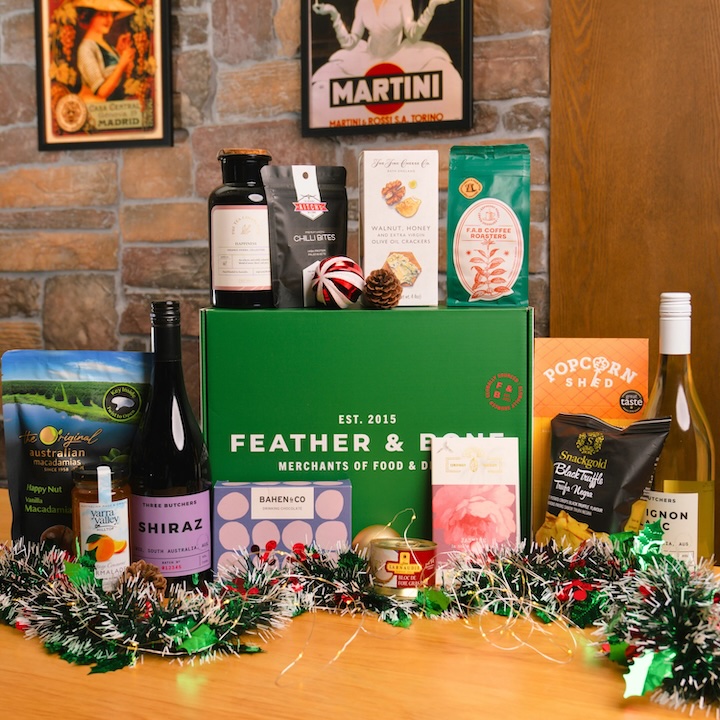 2024 Christmas Hampers: feather & bone festive gourmet hampers