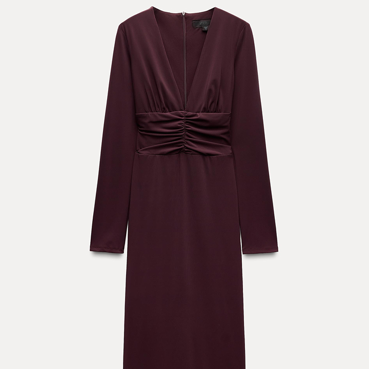 2025 Valentine's Day Gift Ideas: Zara burgundy draped midi dress